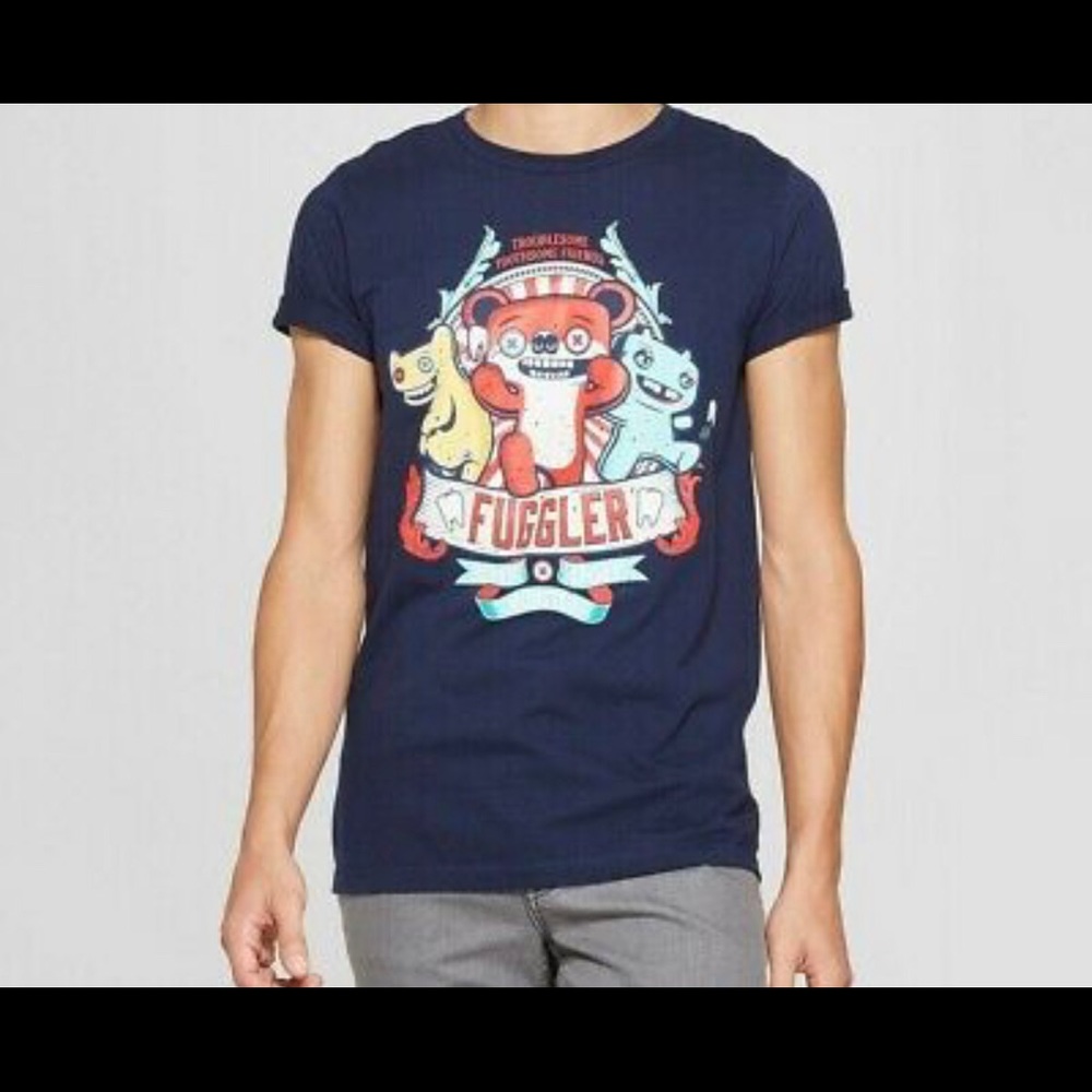 NEW FUGGLER Ugly Monster T-shirt - Navy Blue Large